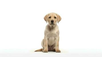 Photo of a labrador retriever on white background. Generative AI