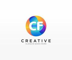 CF initial logo With Colorful Circle template vector. vector