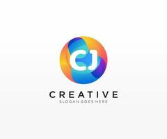 CJ initial logo With Colorful Circle template vector. vector