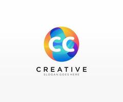 CC initial logo With Colorful Circle template vector. vector