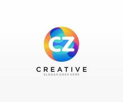 CZ initial logo With Colorful Circle template vector. vector