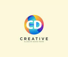 CD initial logo With Colorful Circle template vector. vector