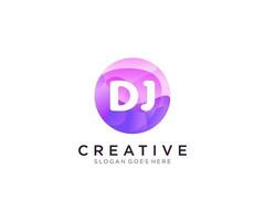 DJ initial logo With Colorful Circle template vector. vector