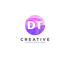 DT initial logo With Colorful Circle template vector. vector