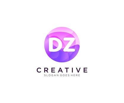 DZ initial logo With Colorful Circle template vector. vector