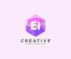 EI initial logo With Colorful Hexagon Modern Business Alphabet Logo template vector. vector