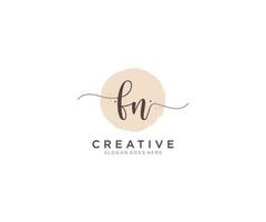 initial FN Feminine logo beauty monogram and elegant logo design, handwriting logo of initial signature, wedding, fashion, floral and botanical with creative template. vector