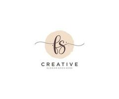 initial FS Feminine logo beauty monogram and elegant logo design, handwriting logo of initial signature, wedding, fashion, floral and botanical with creative template. vector
