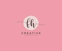 initial FH Feminine logo beauty monogram and elegant logo design, handwriting logo of initial signature, wedding, fashion, floral and botanical with creative template. vector