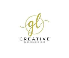 initial GL Feminine logo beauty monogram and elegant logo design, handwriting logo of initial signature, wedding, fashion, floral and botanical with creative template. vector