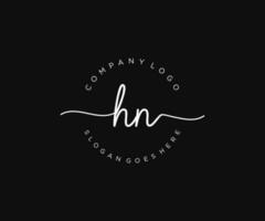 initial HN Feminine logo beauty monogram and elegant logo design, handwriting logo of initial signature, wedding, fashion, floral and botanical with creative template. vector