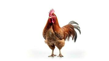 Photo of a chicken on white background. Generative AI