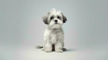 Photo of a shih tzu on white background. Generative AI