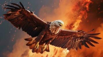 eagle flying with fire illustration photo