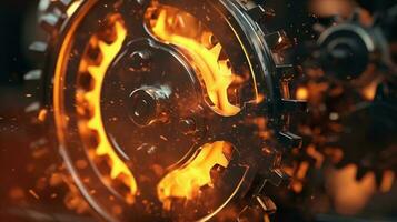 gear tech with fire illustration photo