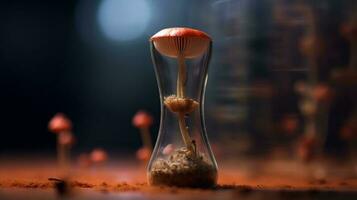 mushroom in a hour glass illustration background photo