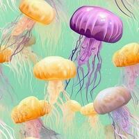jellyfish rainbow color on background illustration photo