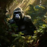 gorilla in the forest illustration photo