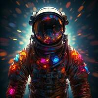 portrait astronaut rainbow light illustration photo