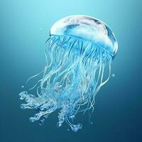 blue jellyfish in the sea photo