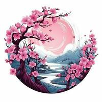 sakura tree on white background photo