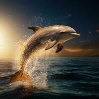 dolphins jumping from the sea illustration photo