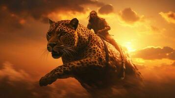 man riding cheetah illustration photo