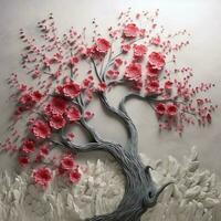 sakura tree design 3d on white background photo