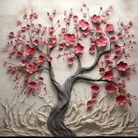 sakura tree design 3d illustration on background photo