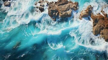 sea waves crashing against the rocks background photo