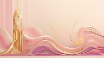 arabic 3d background luxury with pink wave illustration photo