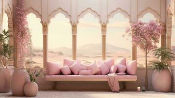 arabic decoration seat background pink color photo