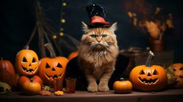 cat and pumpkin cosplay halloween photo