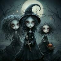 3 young female animation with halloween theme photo