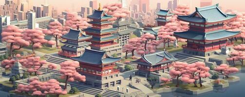 japanese village city template background photo