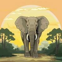 illustration art elephant in the forest photo