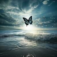 butterflies fly on the beach photo