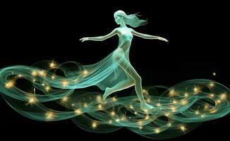 dancing female lighting background photo