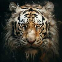 tiger head on black background photo