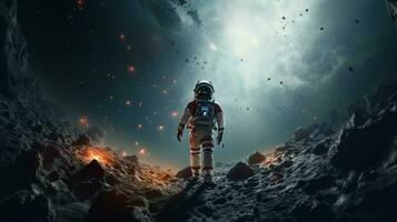 astronaut walking in the space background photo