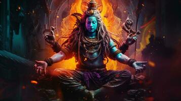 Lord Krishna is in meditation photo