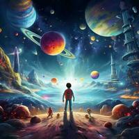 a child male with space background illustration design photo