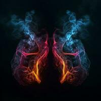 neon light lungs with smoke illustration photo