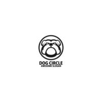 dog head with circle logo design line art vector