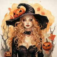illustration female with theme halloween photo