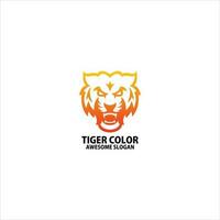 tiger head logo design gradient line art vector