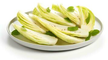 Photo of Endive sliced pieces isolated on white background