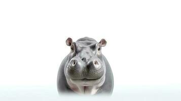 Photo of a hippo on white background. Generative AI