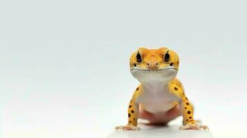 Photo of a leopard gecko on white background. Generative AI