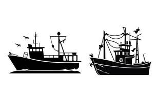 Fishing Boats vector silhouette bundle, Fishing Boats silhouette design